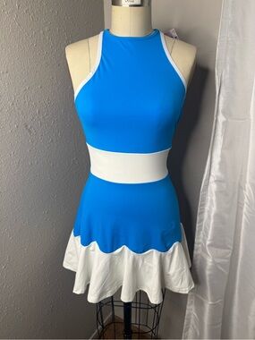 OYROSY Blue White Tennis Club Contrast Mini Dress XS NWT